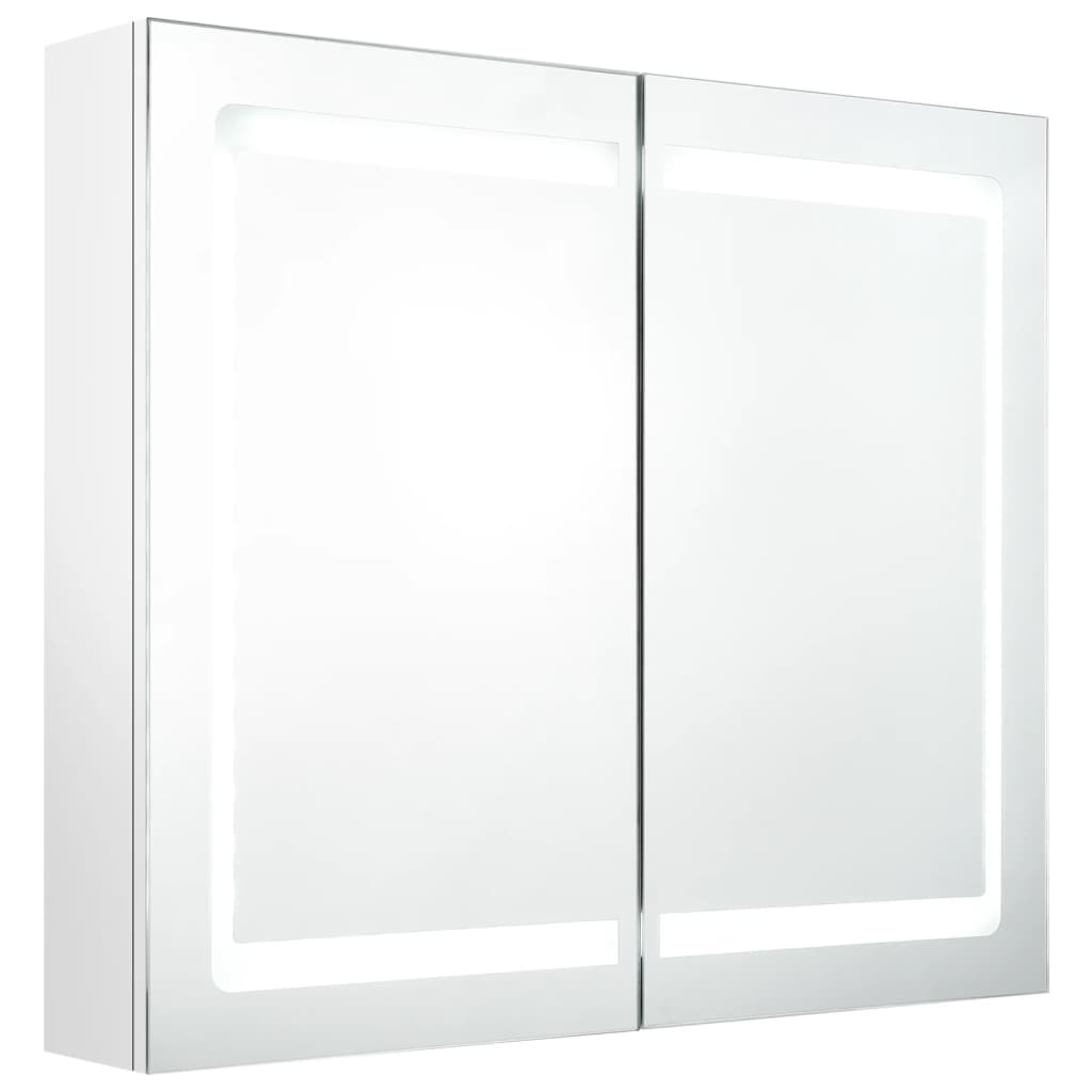 vidaXL Veidrodinė vonios spintelė su LED, balta, 80x12x68cm, blizgi
