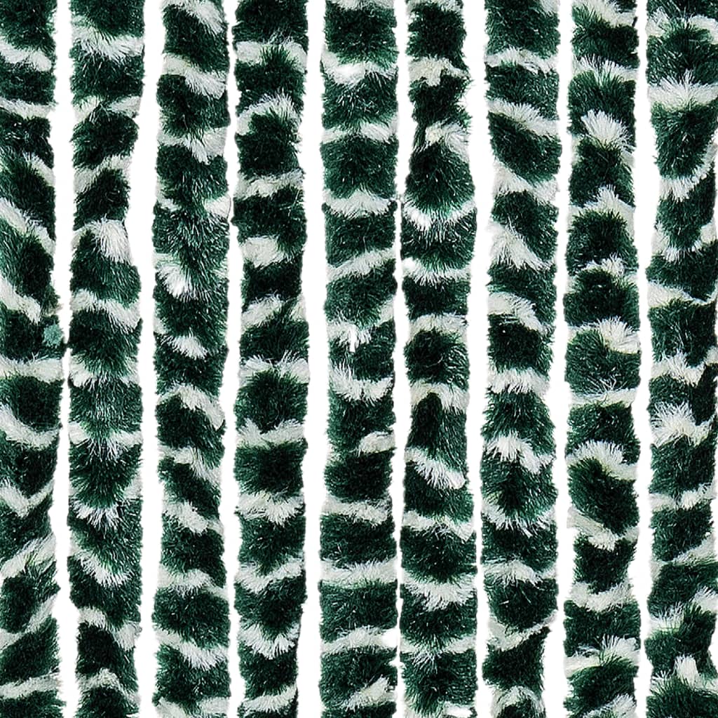 vidaXL Užuolaida nuo musių, žalia ir balta, 56x200cm, šeniliscm