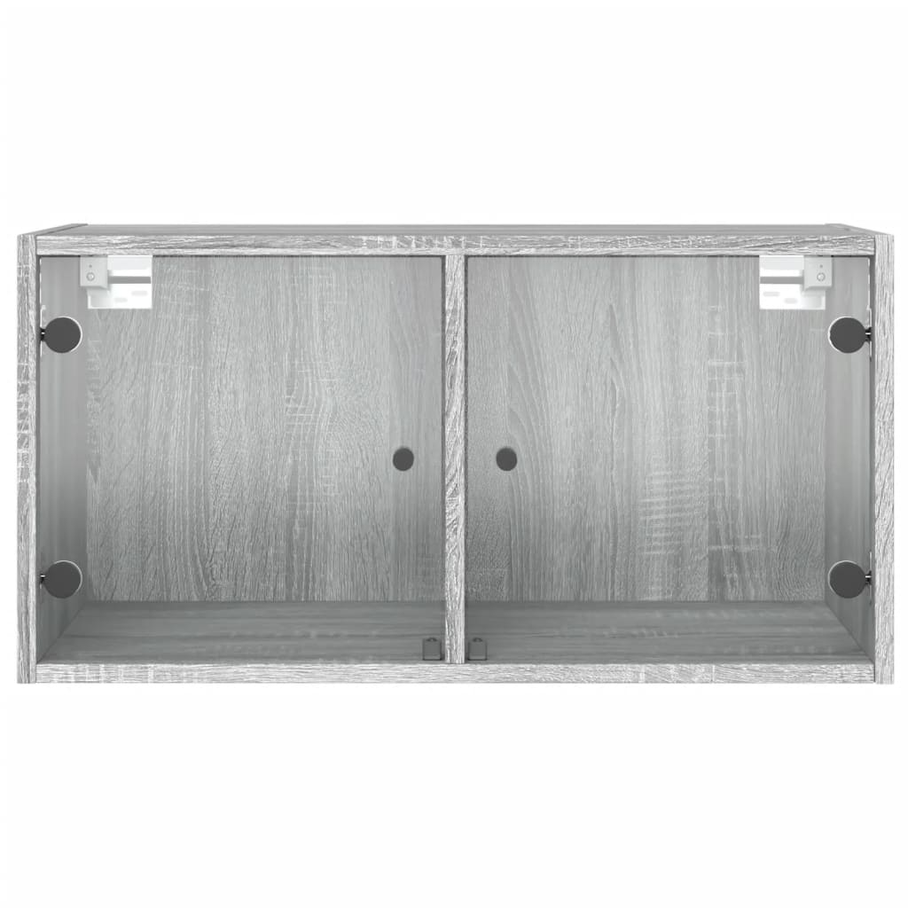 vidaXL Sieninė spintelė su stiklinėmis durelėmis, pilka, 68,5x37x35cm