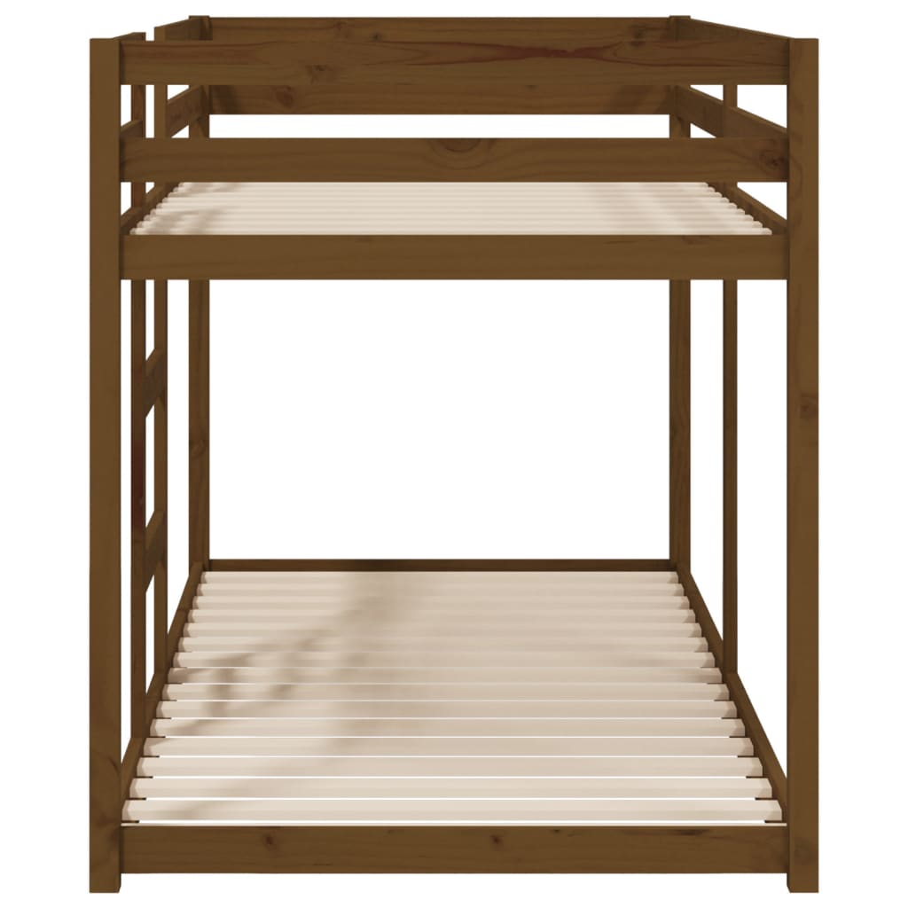 vidaXL Dviaukštė lova, medaus ruda, 90x200cm, pušies medienos masyvas