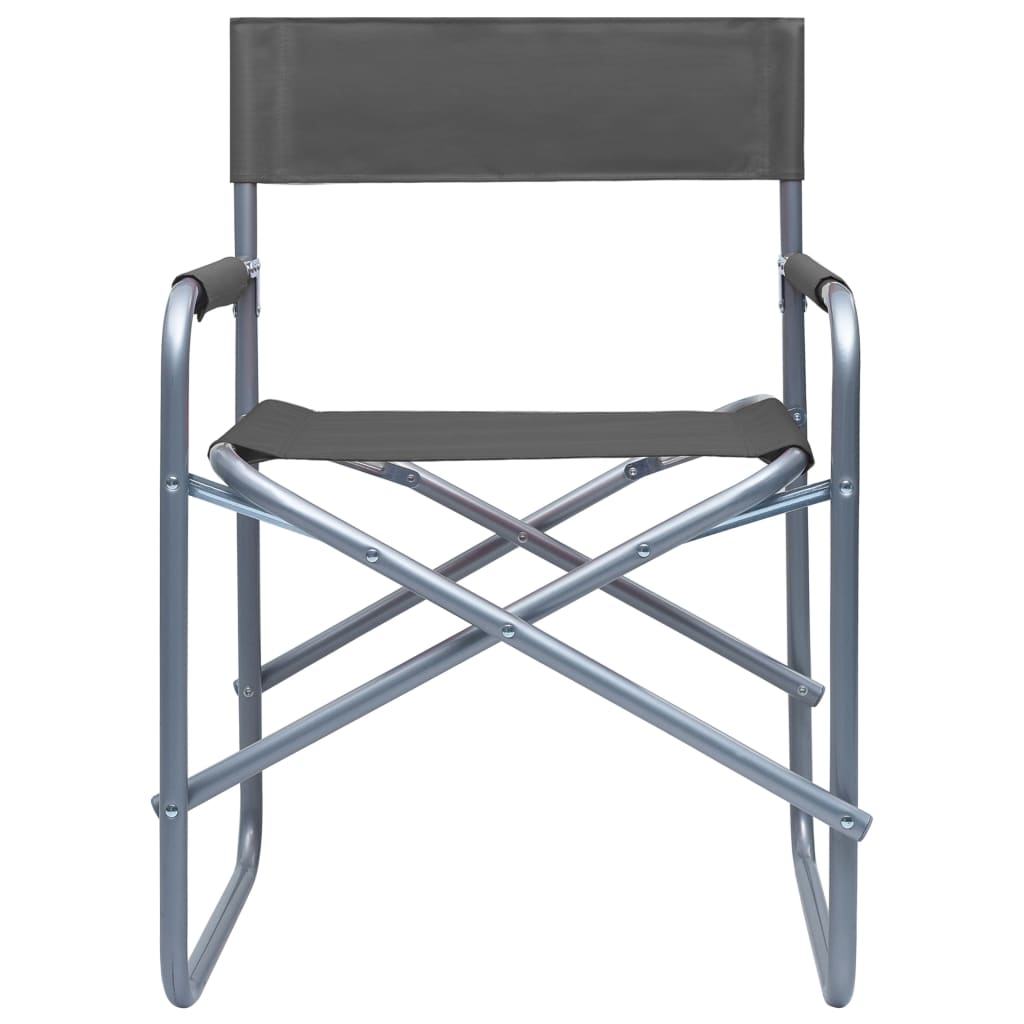 vidaXL Režisieriaus kėdės, 2 vnt., pilkos spalvos, plienas