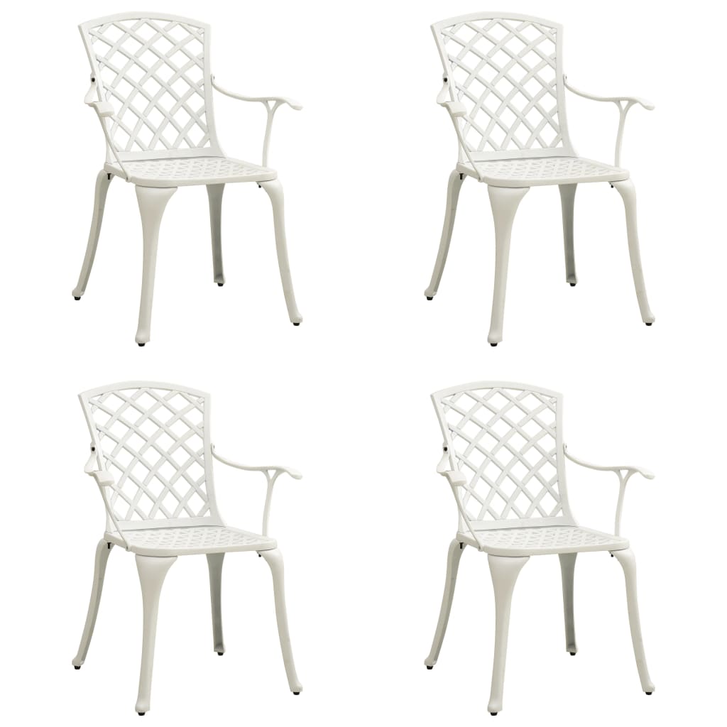 vidaXL Sodo kėdės, 4vnt., baltos spalvos, lietas aliuminis