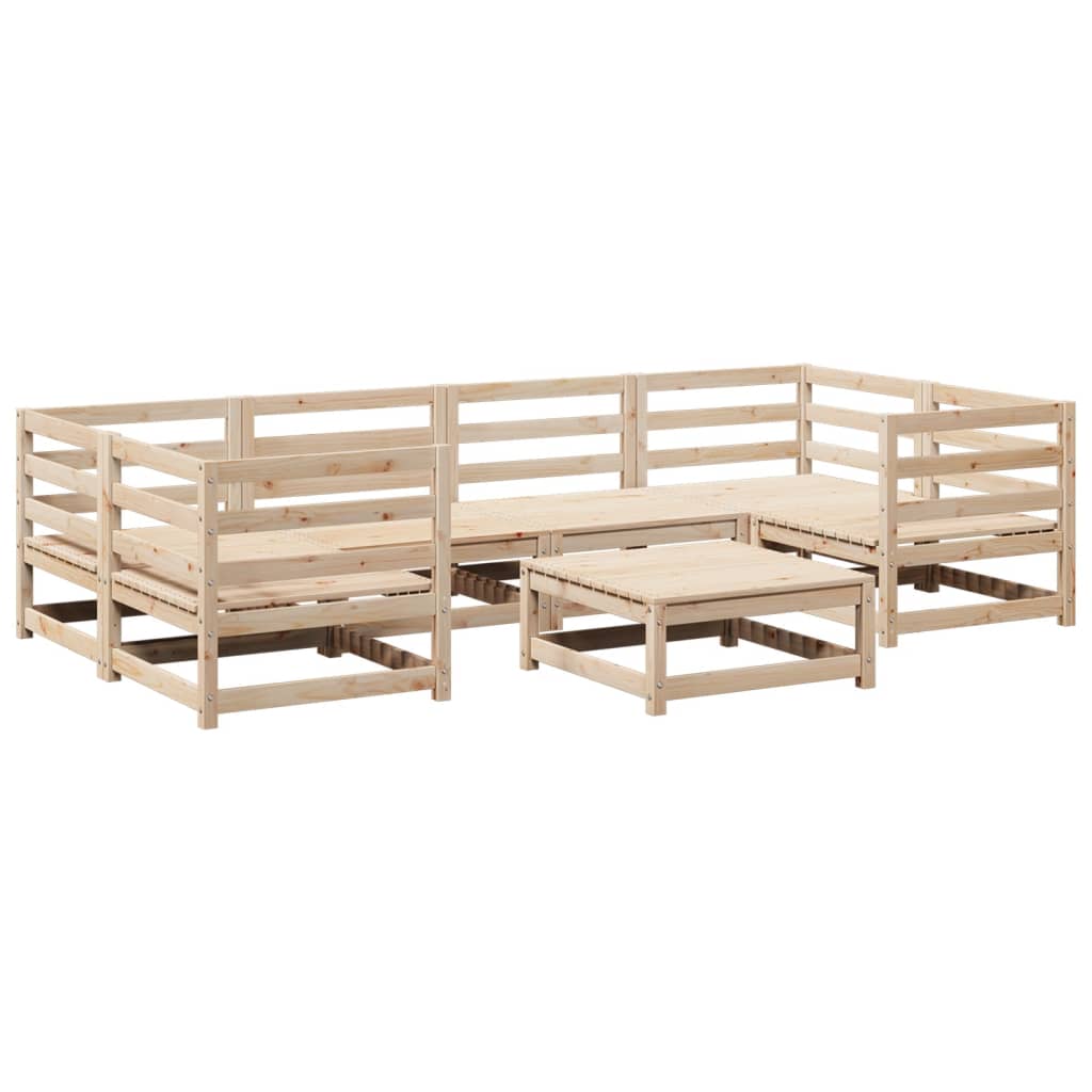 vidaXL Sodo sofos komplektas, 7 dalių, pušies medienos masyvas