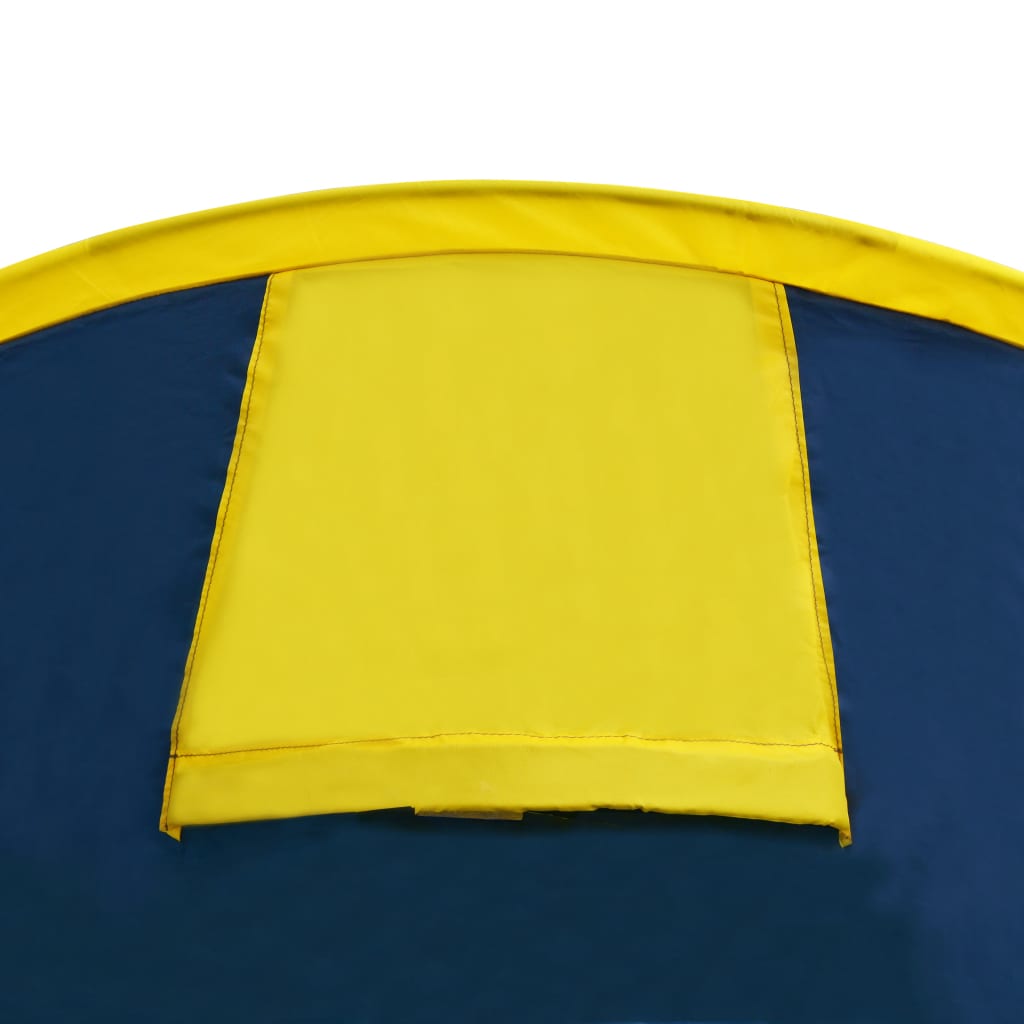 vidaXL Stovyklavimo palapinė, tamsiai mėlyna ir geltona, keturvietė