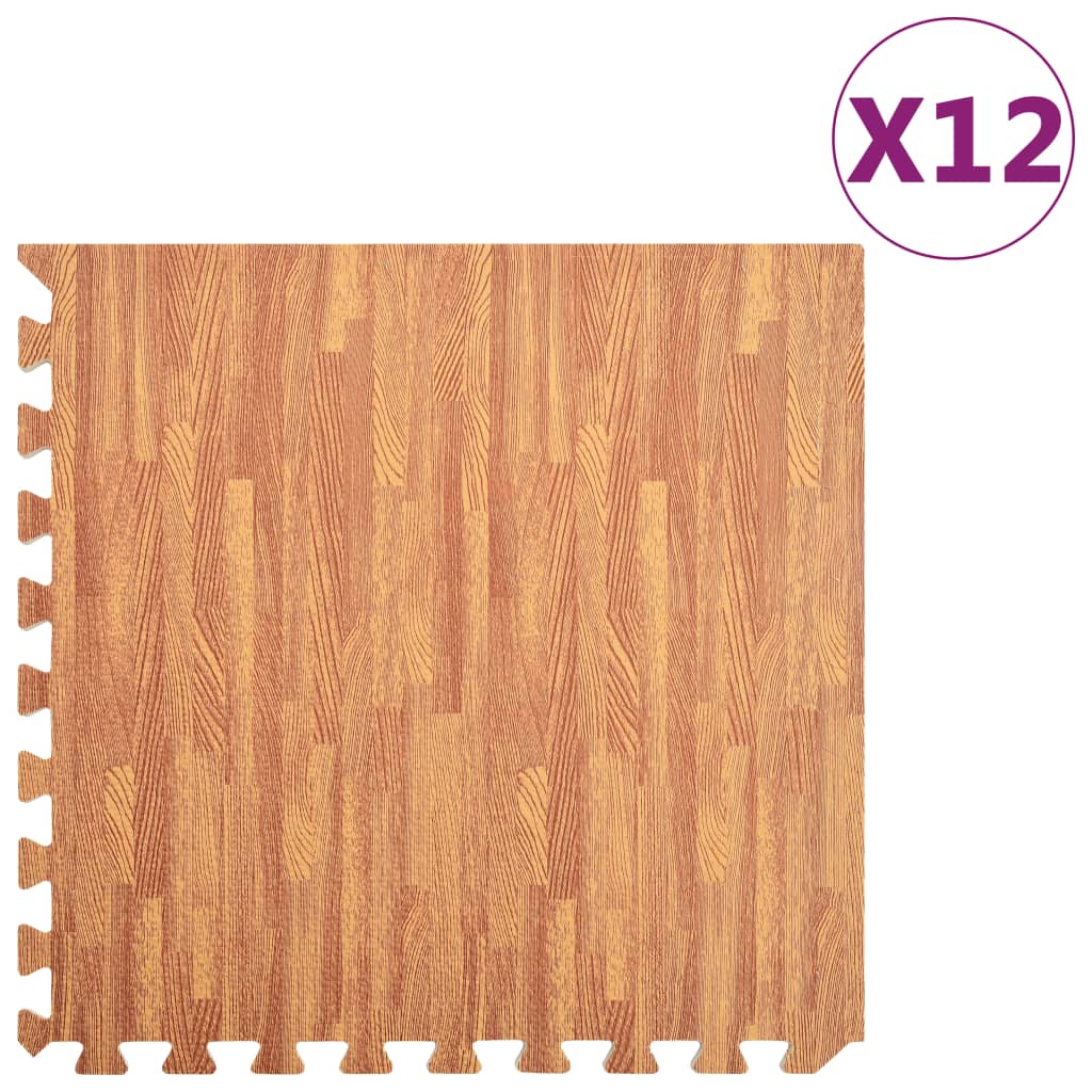 vidaXL Kilimėliai, 12vnt., EVA putos, 4,32m², su medienos raštais