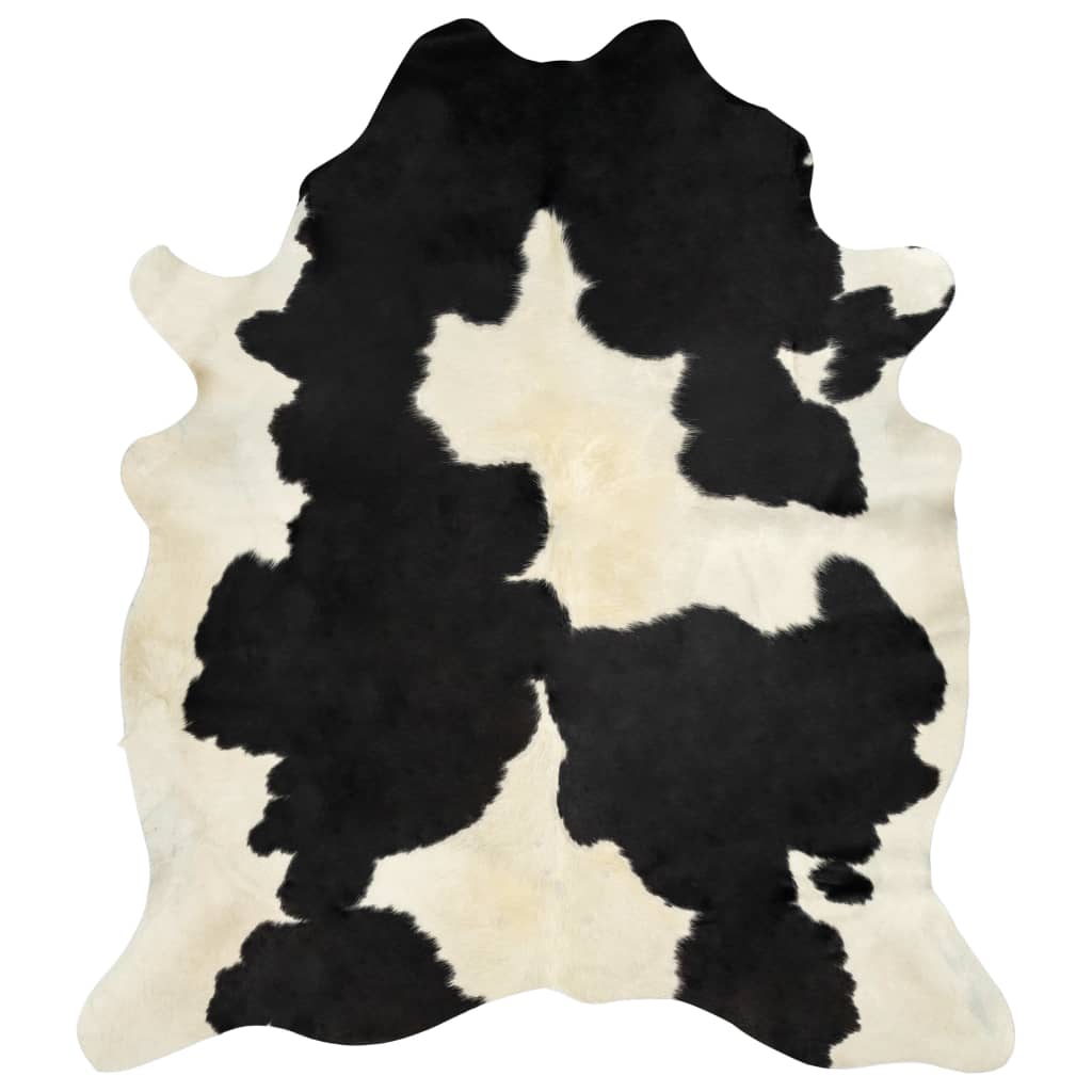 vidaXL Natūralios karvės odos kilimas, juodos ir baltos sp., 150x170cm