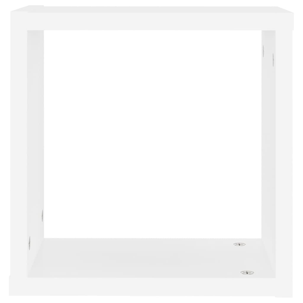 vidaXL Sieninės lentynos, 4vnt., baltos, 30x15x30cm, kubo formos