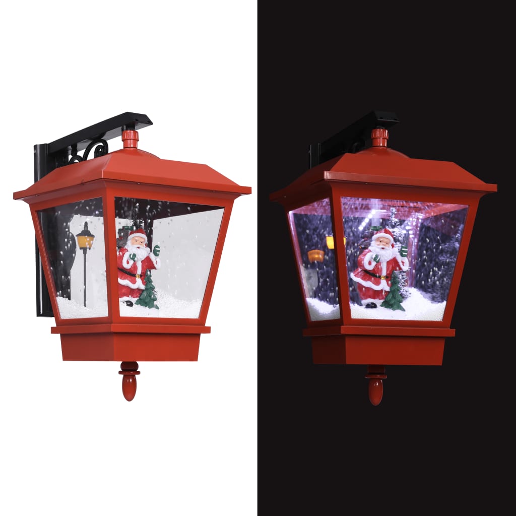 vidaXL Sieninis žibintas su LED/Kalėdų Seneliu, raudonas, 40x27x45cm