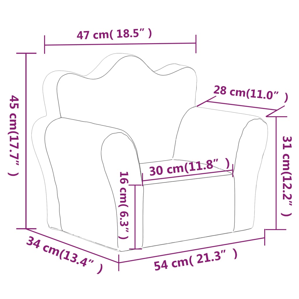 vidaXL Vaikiška sofa, antracito spalvos, minkštas pliušas
