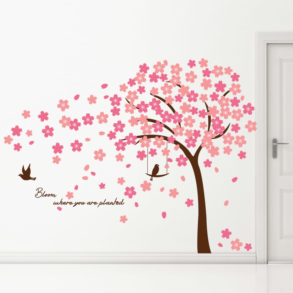 425868 WALPLUS Home Decoration Sticker Cherry Blossom 320x180cm Pink