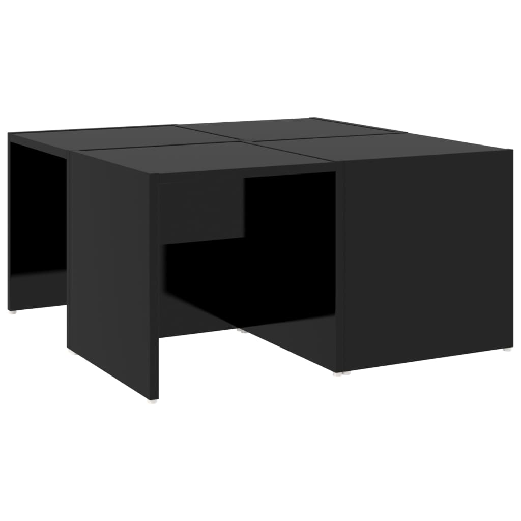 vidaXL Kavos staliukai, 4vnt., juodi, 33x33x33cm, MDP, blizgūs