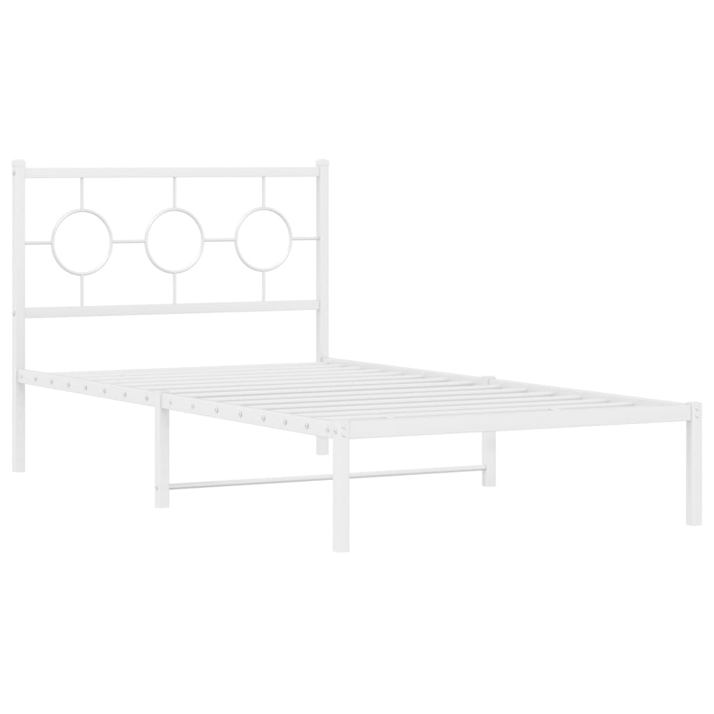 vidaXL Metalinis lovos rėmas su galvūgaliu, baltos spalvos, 100x200cm