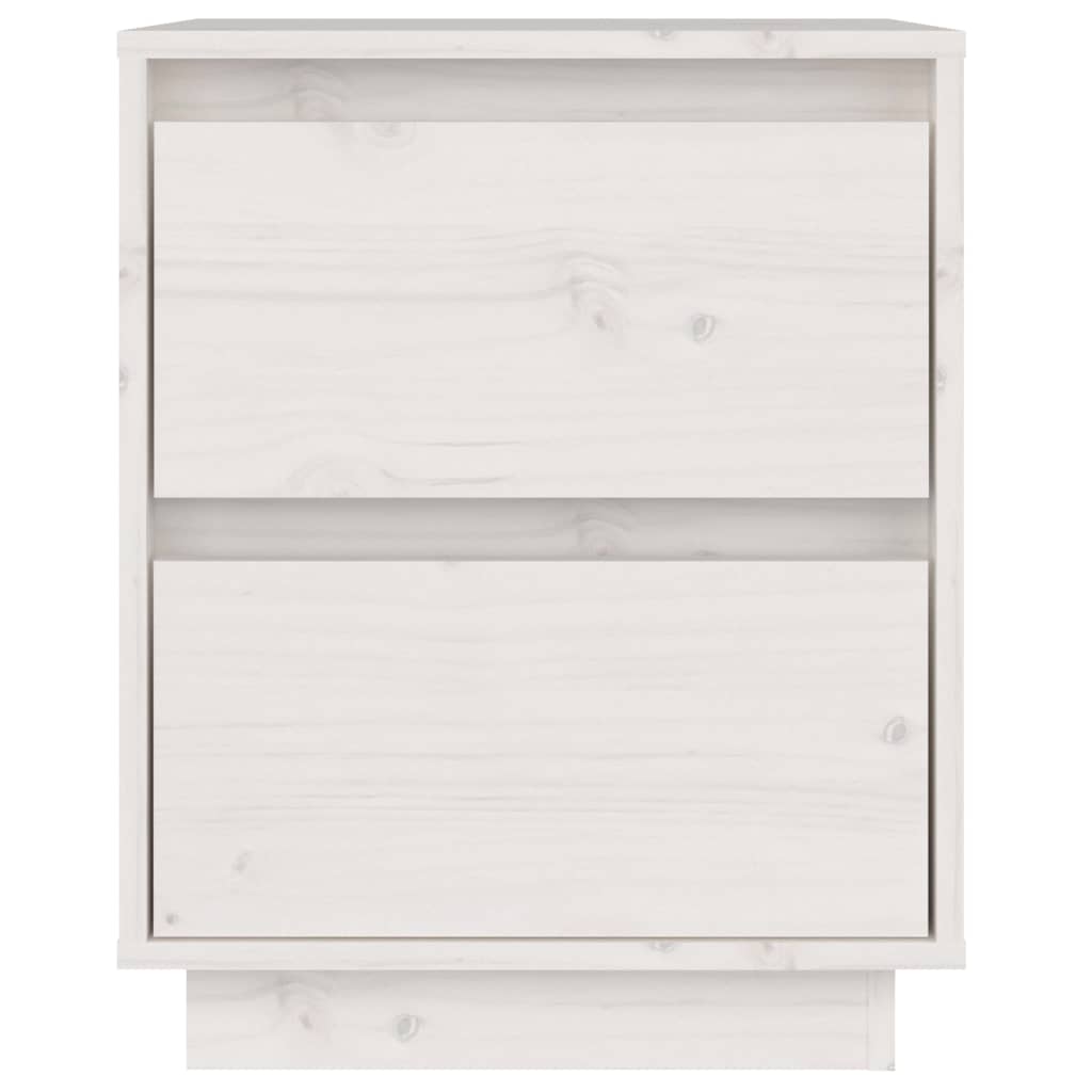 vidaXL Naktinė spintelė, balta, 40x35x50cm, pušies medienos masyvas