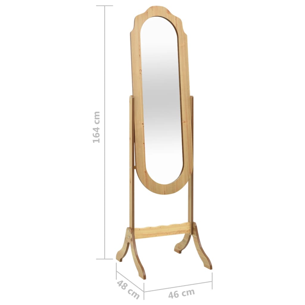vidaXL Pastatomas veidrodis, šviesios medienos spalvos, 46x48x164cm