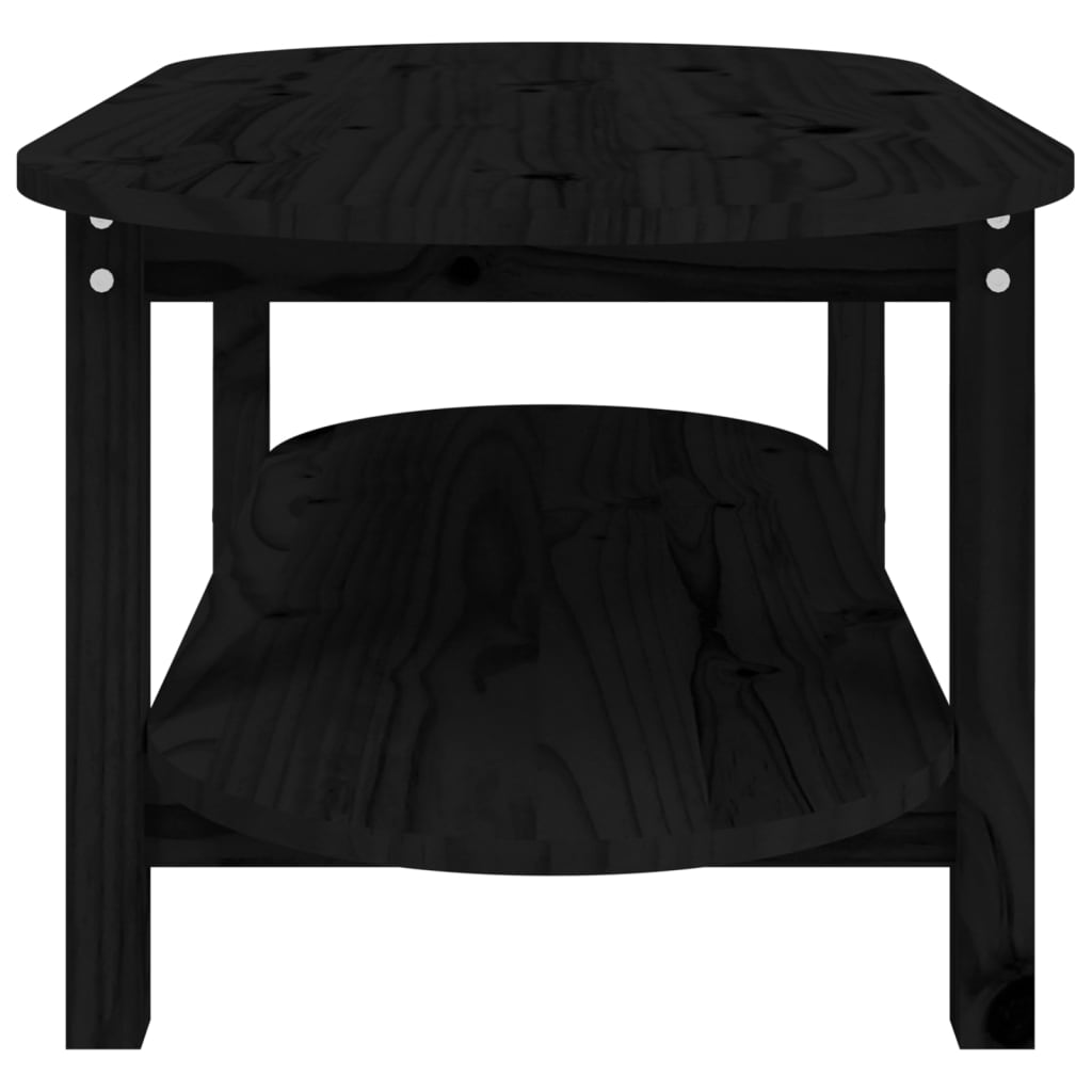 vidaXL Kavos staliukas, juodas, 110x55x45cm, pušies medienos masyvas