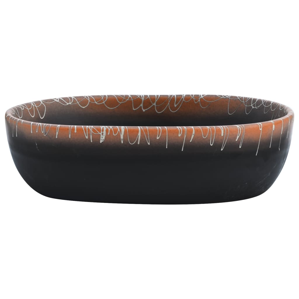 vidaXL Praustuvas, juodas/oranžinis, 47x33x13cm, keramika