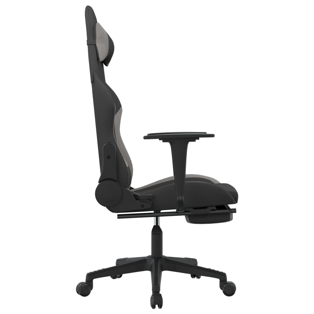 vidaXL Masažinė žaidimų kėdė su pakoja, juoda/šviesiai pilka, audinys