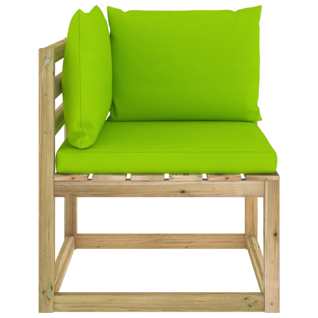 vidaXL Kampinė sodo sofa su pagalvėlėmis, žaliai impregnuota pušis