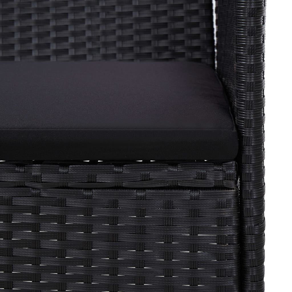vidaXL Poilsio komplektas su pagalvėmis, 4 dalių, juodas, poliratanas