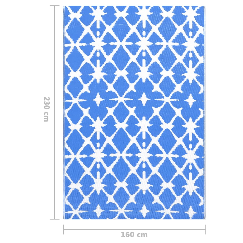 vidaXL Lauko kilimas, mėlynos ir baltos spalvos, 160x230cm, PP