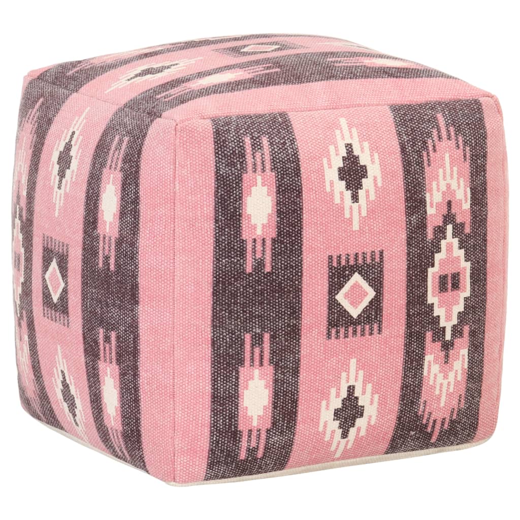 vidaXL Pufas, rožinės spalvos, 45x45x45cm, medvilnė, su raštais