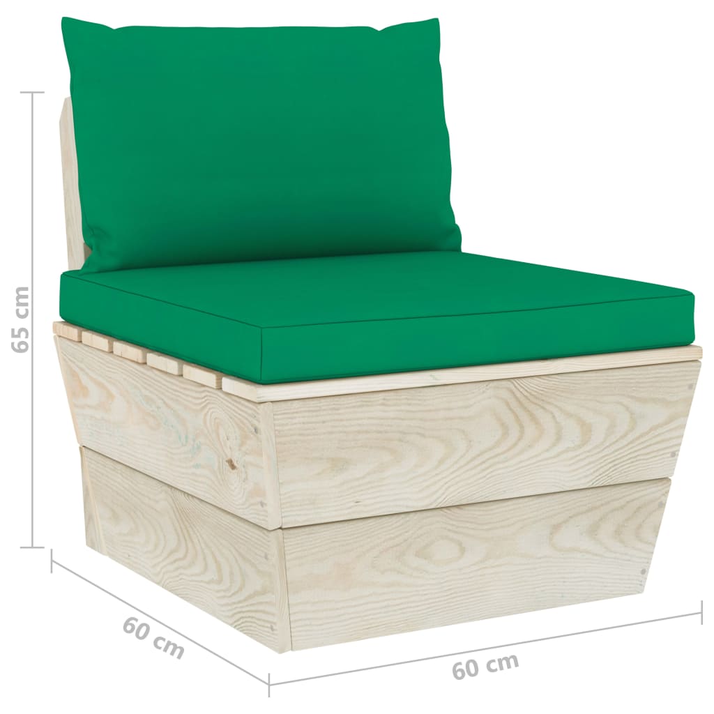 vidaXL Sodo baldų komplektas iš palečių su pagalvėmis, 10 dalių, eglė