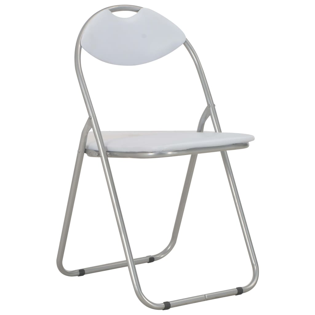 vidaXL Sulankstomos valgomojo kėdės, 4vnt., baltos sp., dirbtinė oda