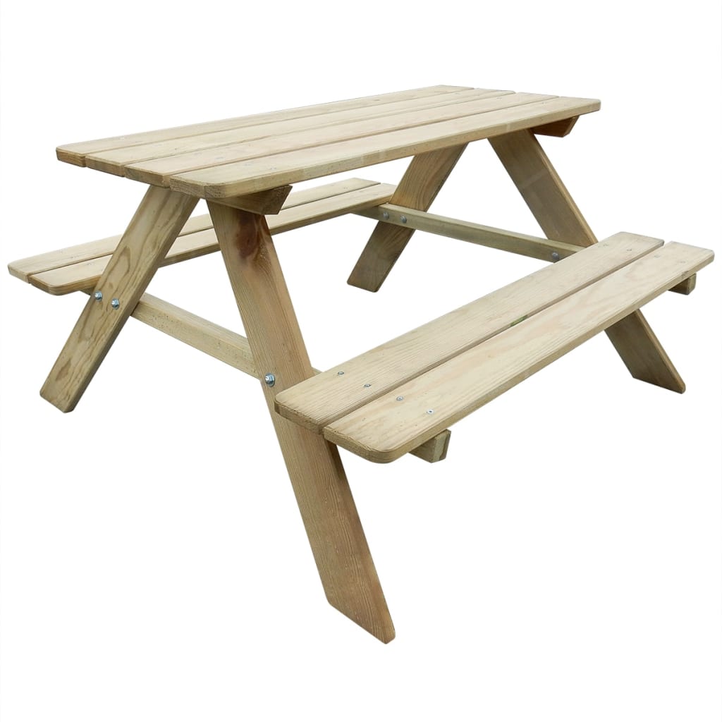 vidaXL Vaikiškas iškylos stalas 89x89,6x50,8cm, pušies mediena
