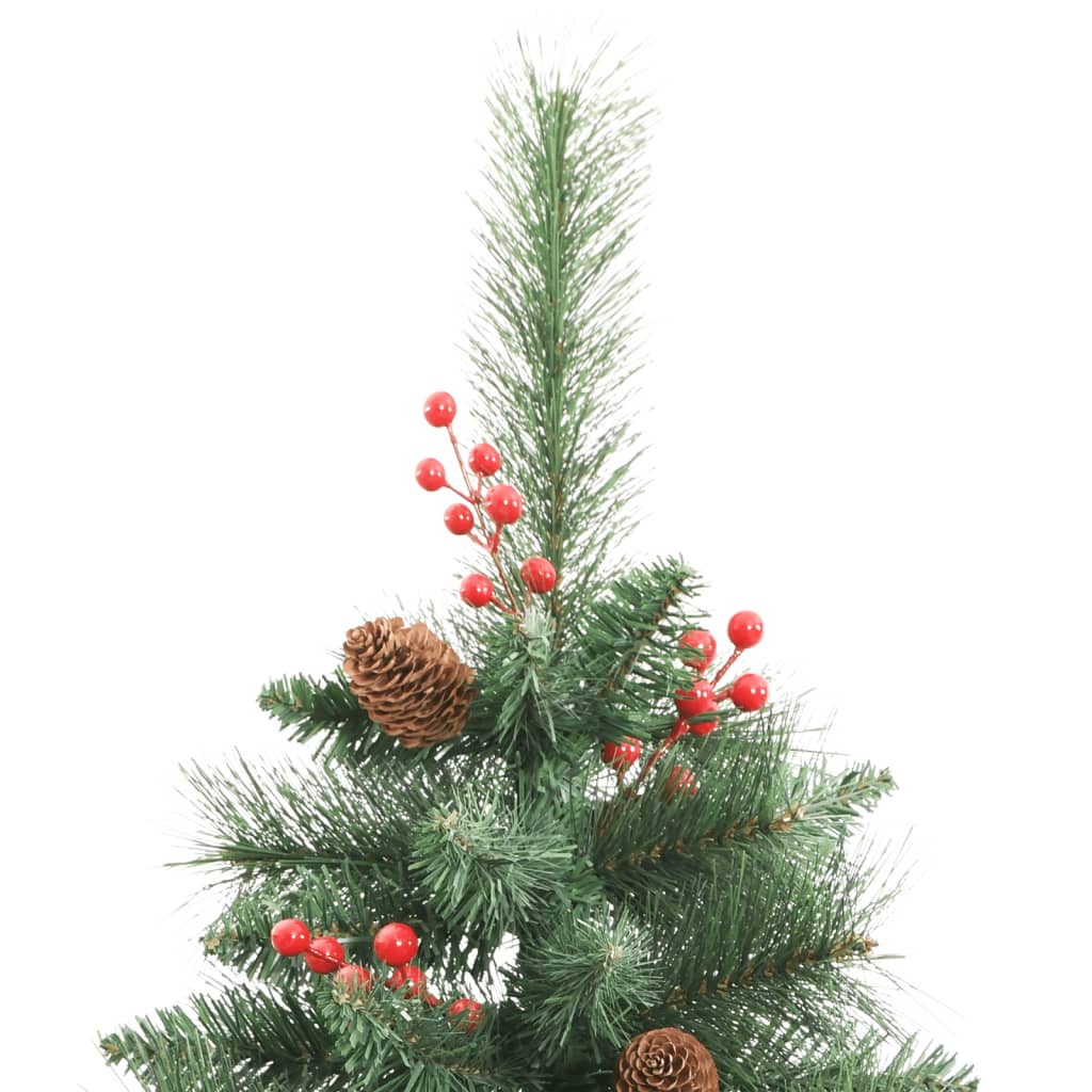 vidaXL Kalėdų eglutė su šakomis/kankorėžiais/uogomis, 210 cm