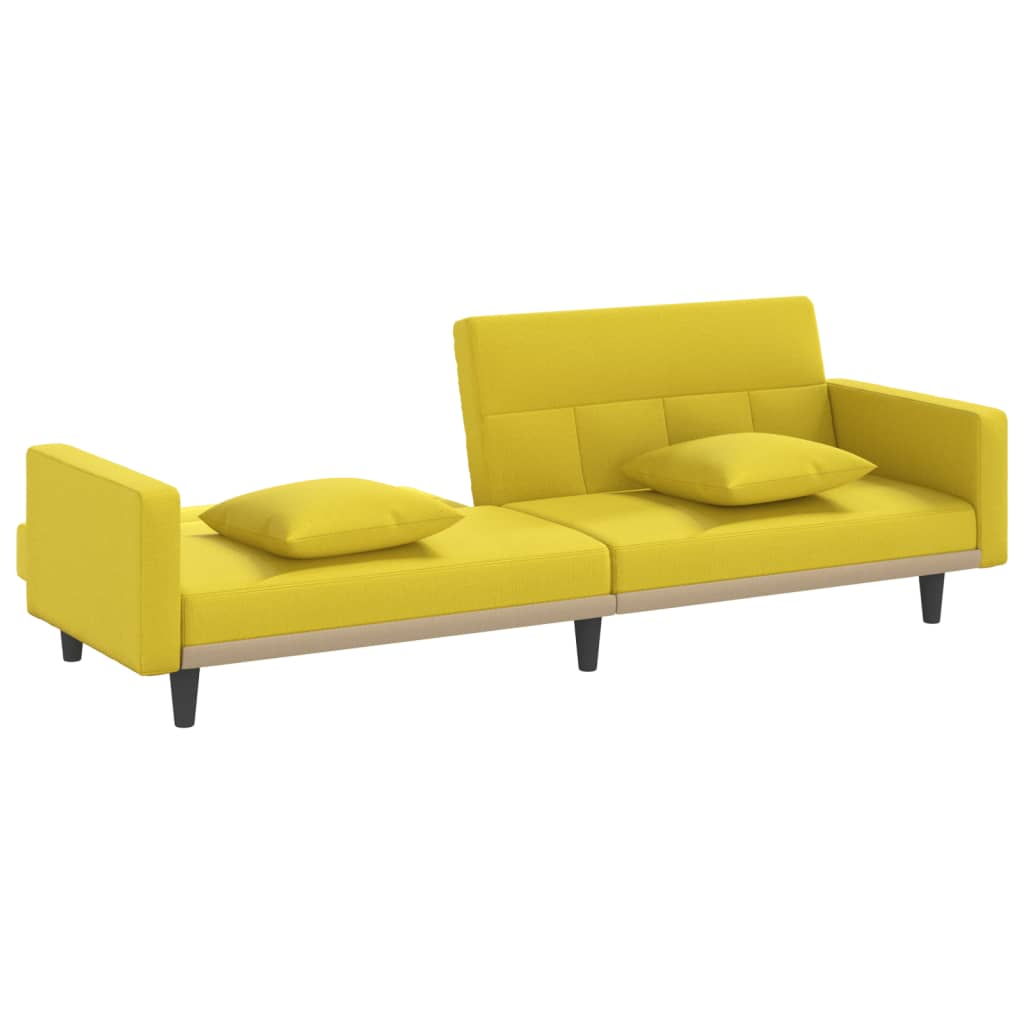 vidaXL Sofa-lova su pagalvėlėmis, šviesiai geltonos spalvos, audinys