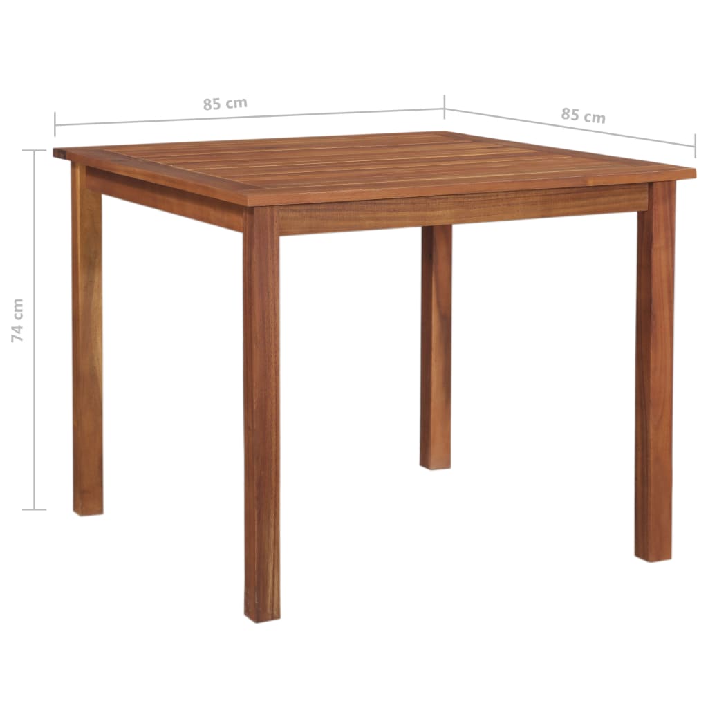 vidaXL Sodo stalas, 85x85x74cm, akacijos medienos masyvas