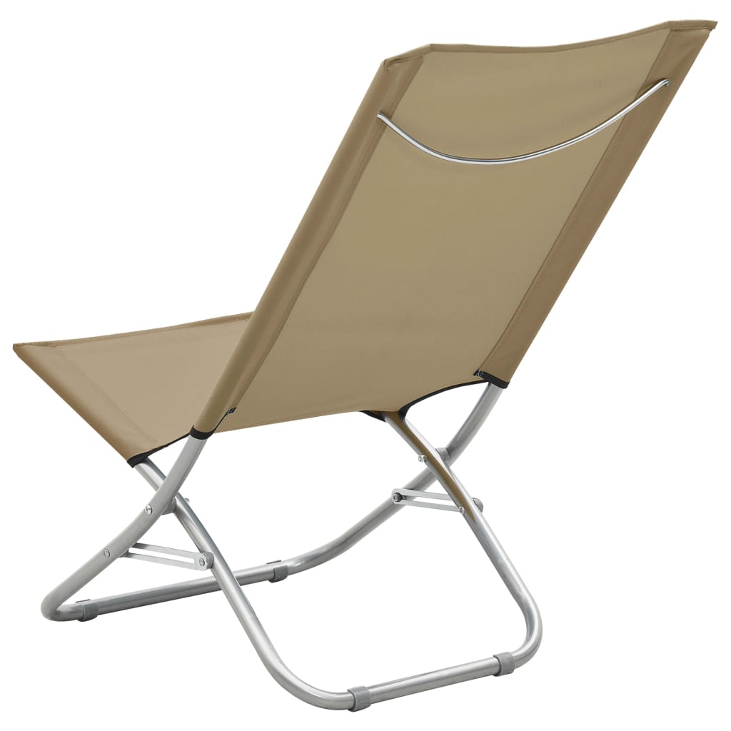 vidaXL Sulankstomos paplūdimio kėdės, 2vnt., taupe spalvos, audinys