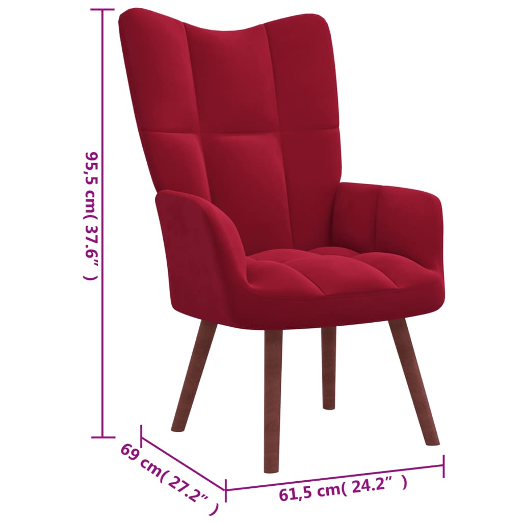 vidaXL Poilsio kėdė su pakoja, raudonojo vyno spalvos, aksomas