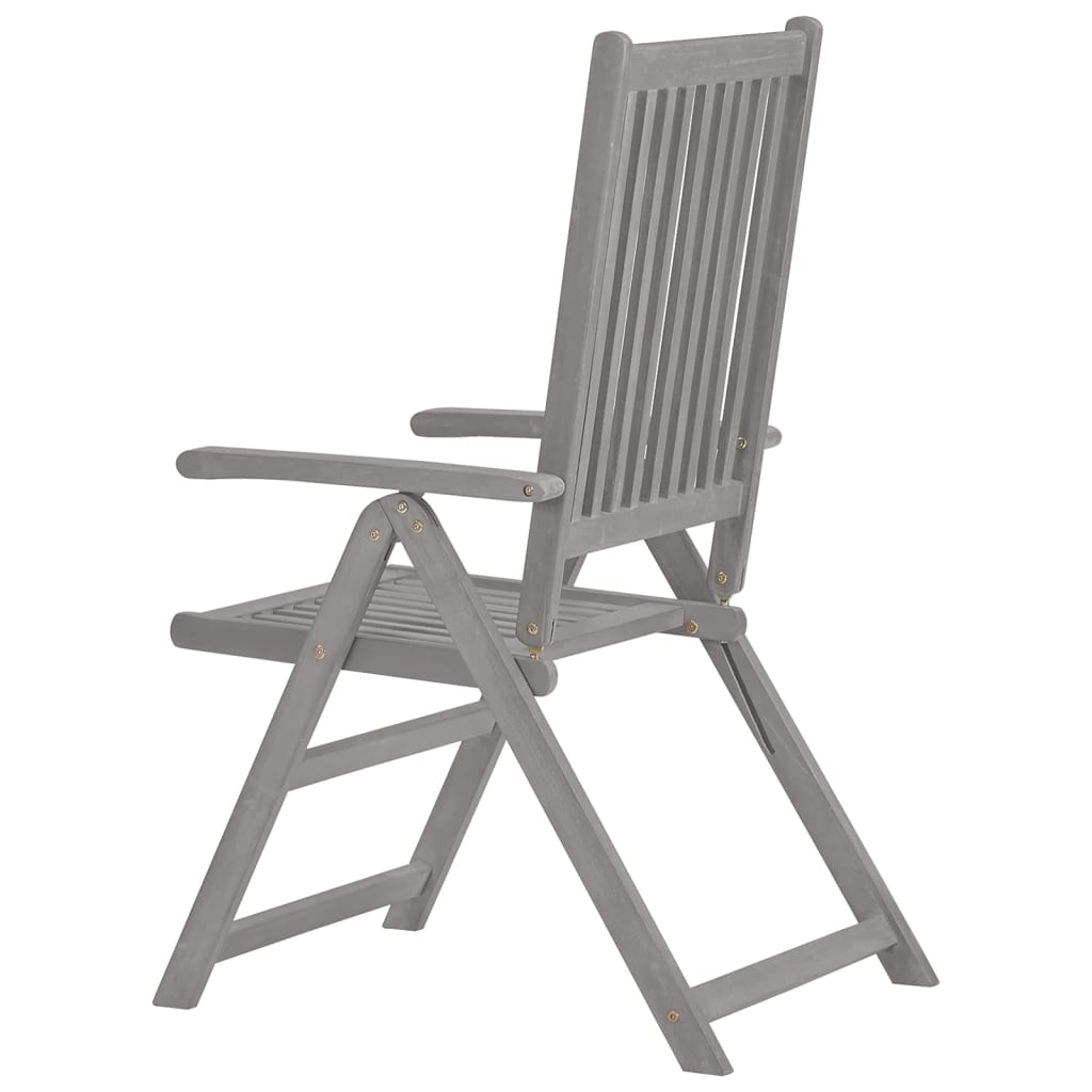 vidaXL Atlošiamos sodo kėdės, 2vnt., pilkos, akacijos medienos masyvas