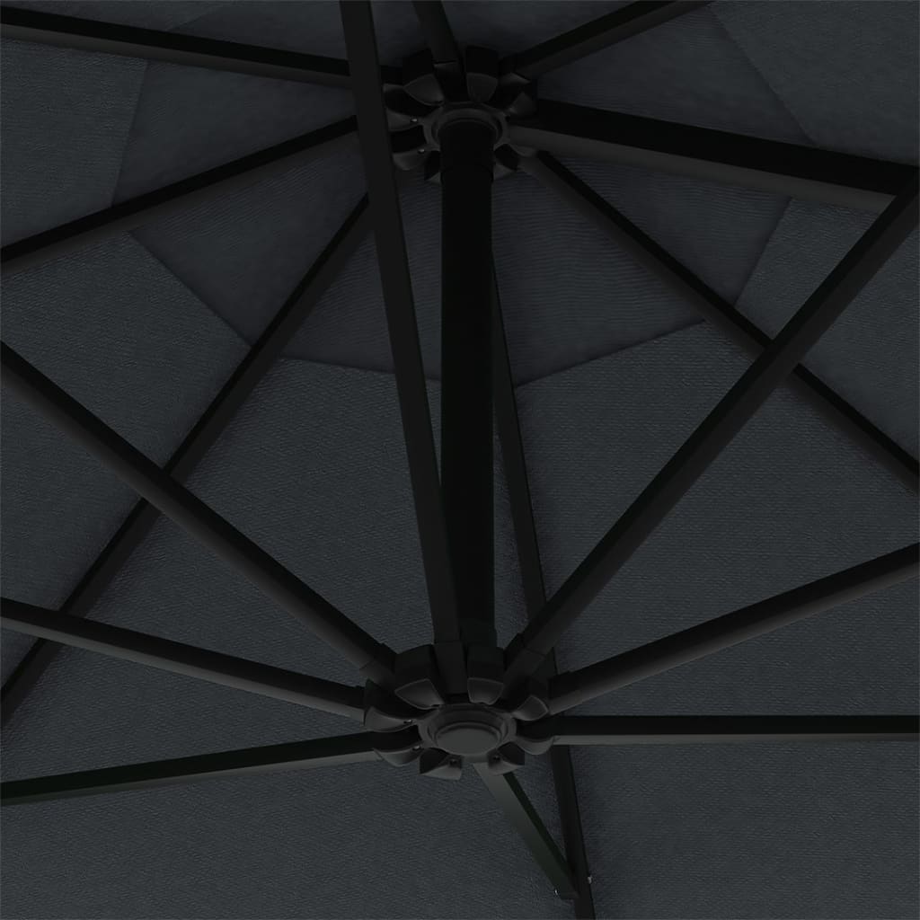 vidaXL Prie sienos montuojamas skėtis su stulpu, 300 cm, antracito sp.