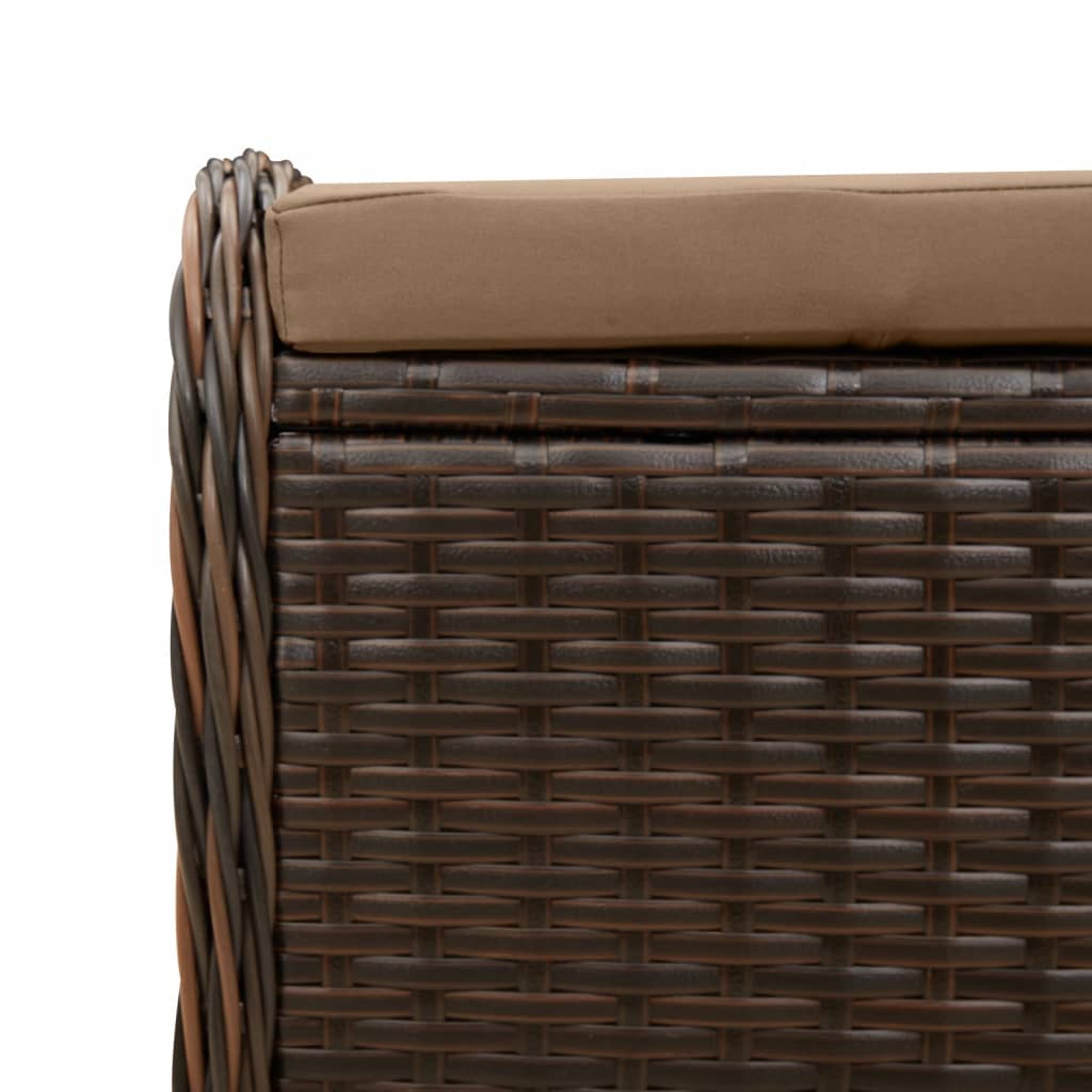 vidaXL Sodo taburetė su pagalvėle, ruda, 58x46x46cm, poliratanas