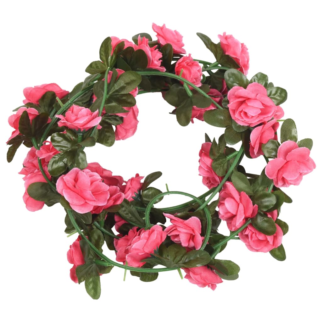 vidaXL Dirbtinių gėlių girliandos, 6vnt., raudonai rožinės, 240cm
