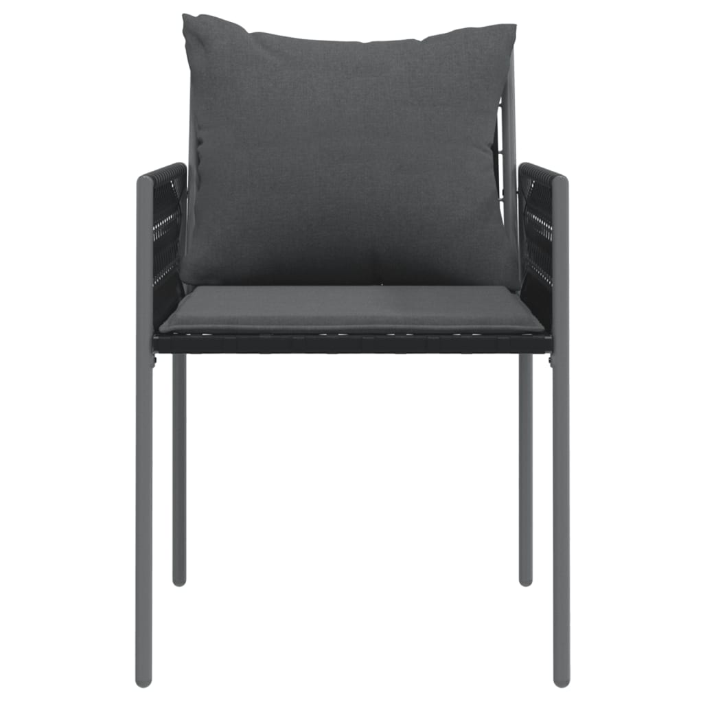 vidaXL Sodo kėdės su pagalvėmis, 4vnt., juodos, 54x61x83cm, ratanas