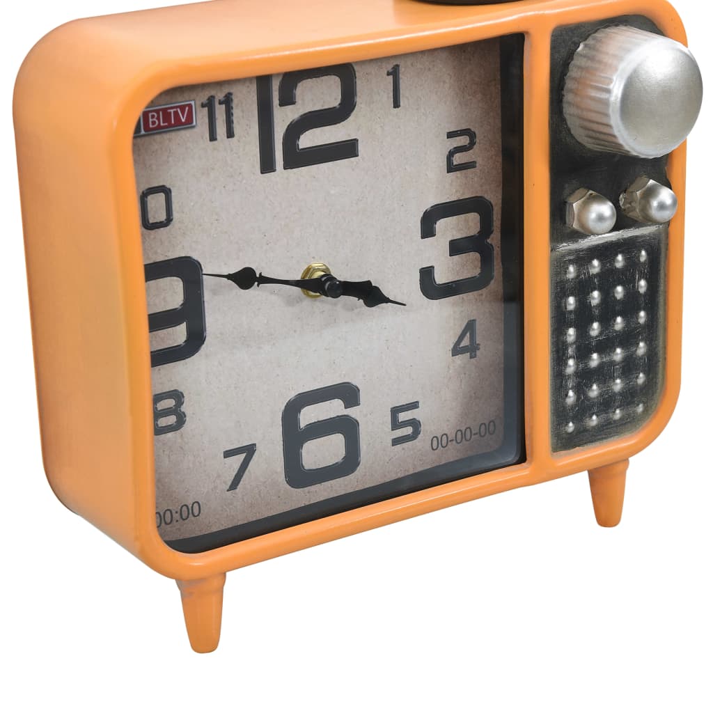 321479 vidaXL Table Clock Orange and Black 25x11x48 cm Iron and MDF