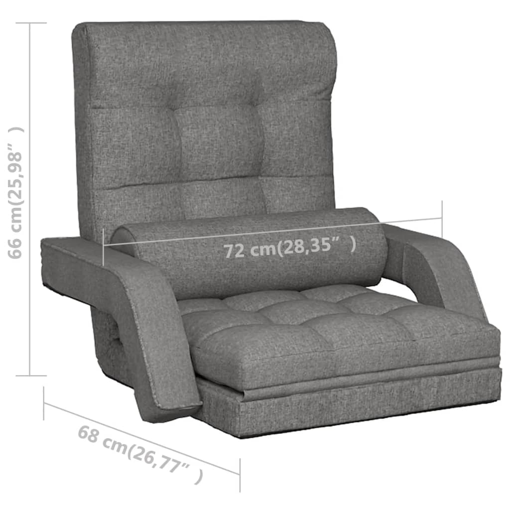 vidaXL Čiužinukas-kėdė su miegojimo funkcija, šviesiai pilkas, audinys
