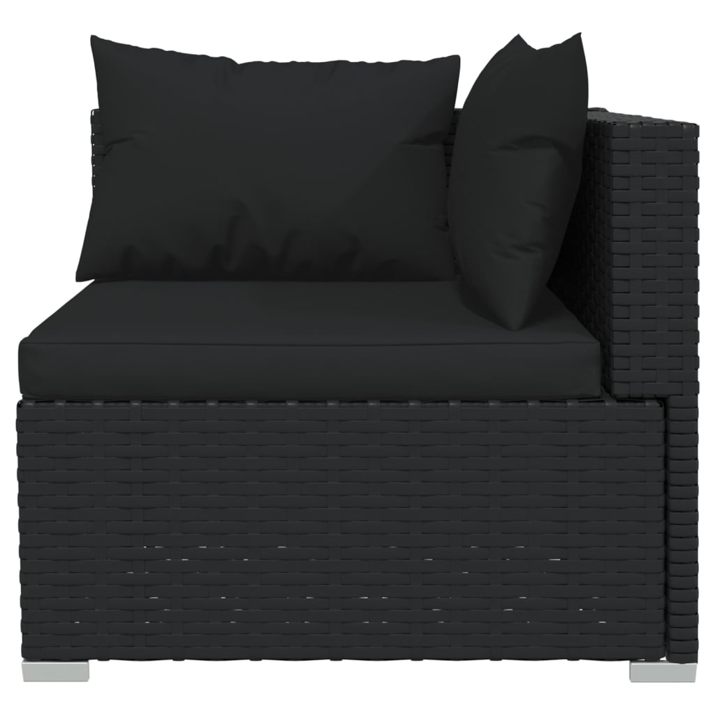 vidaXL Sodo komplektas su pagalvėlėmis, 14 dalių, juodas, poliratanas