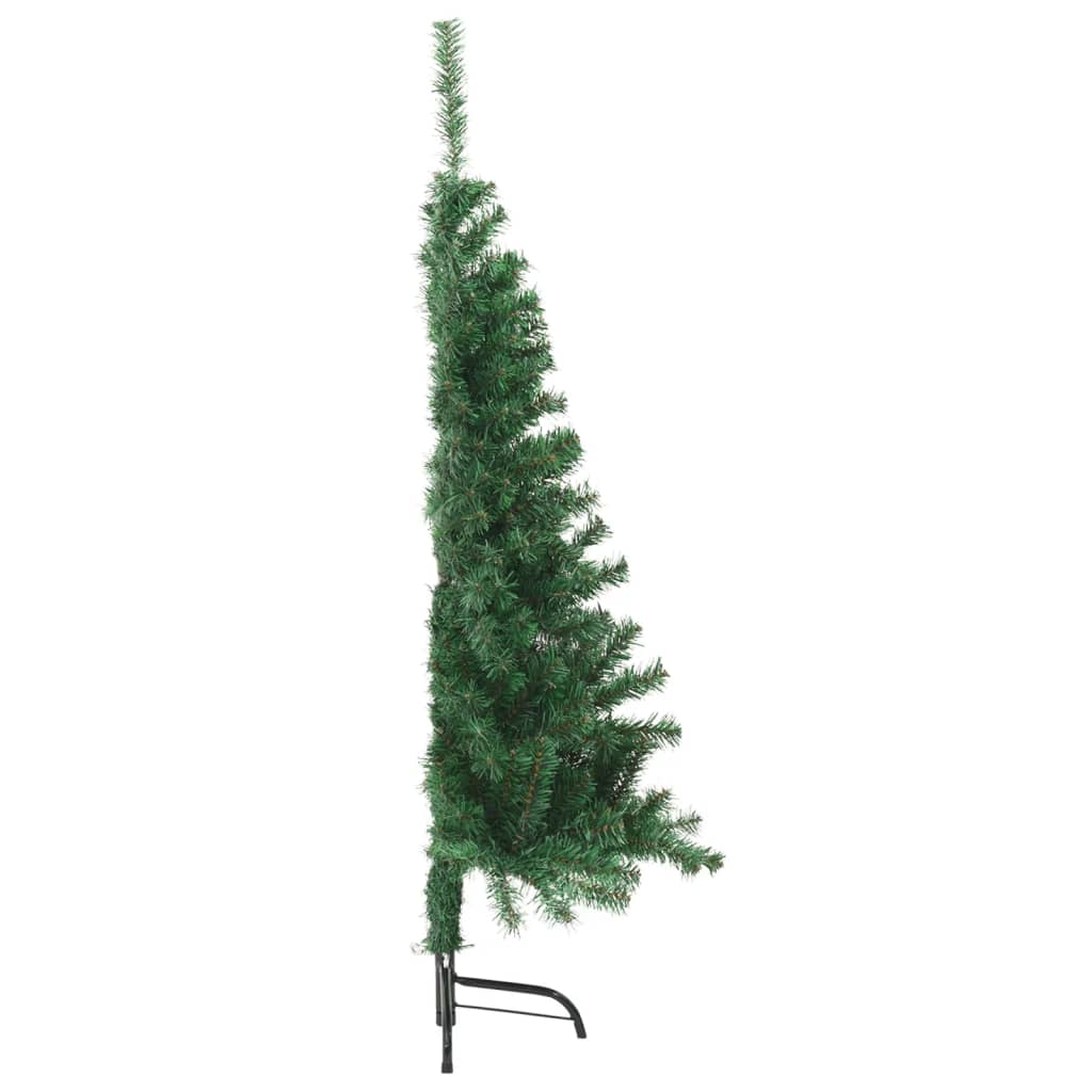 vidaXL Dirbtinė pusinė Kalėdų eglutė su stovu, žalia, 150cm, PVC