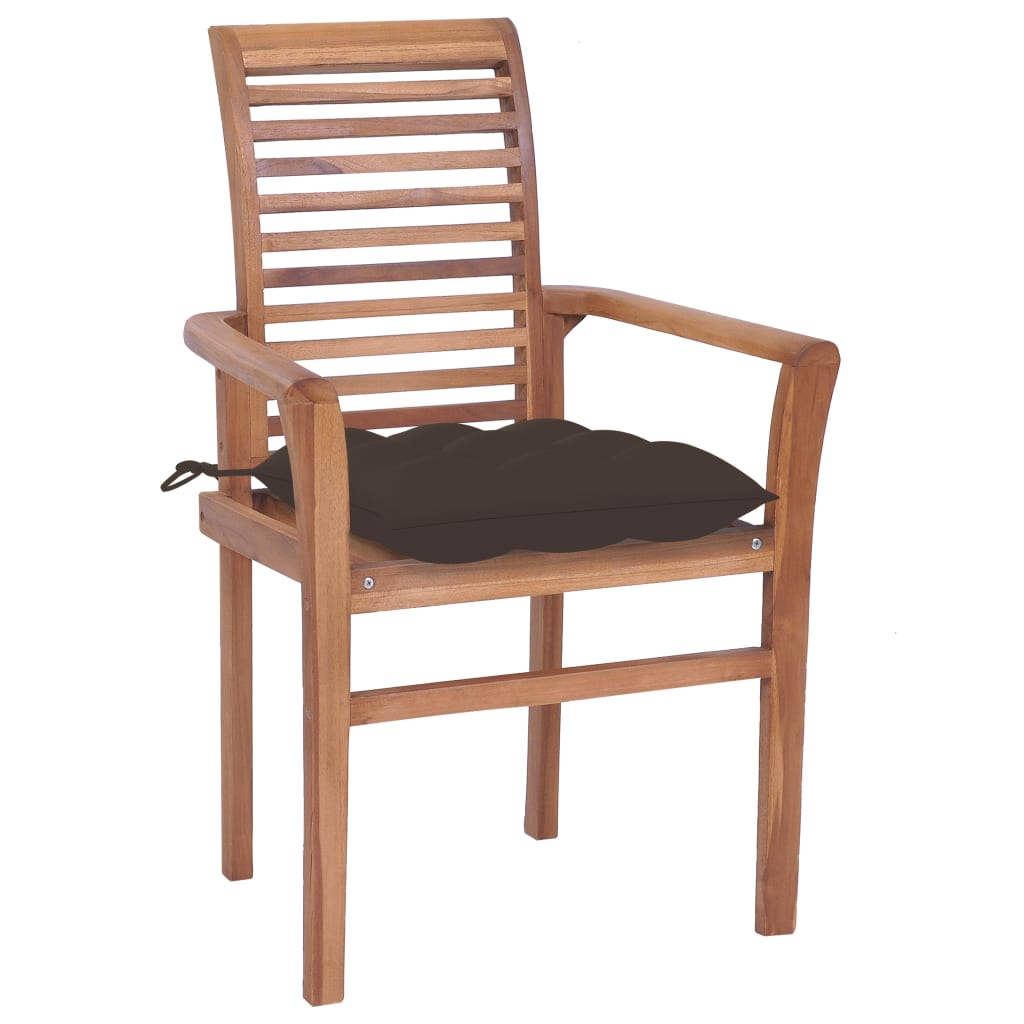 vidaXL Valgomojo kėdės su taupe spalvos pagalvėlėmis, 4vnt., tikmedis