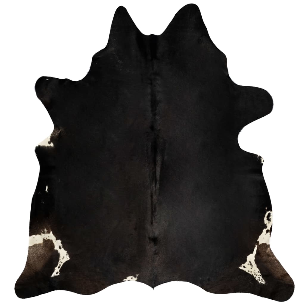 vidaXL Natūralios karvės odos kilimas, juodos spalvos, 150x170cm