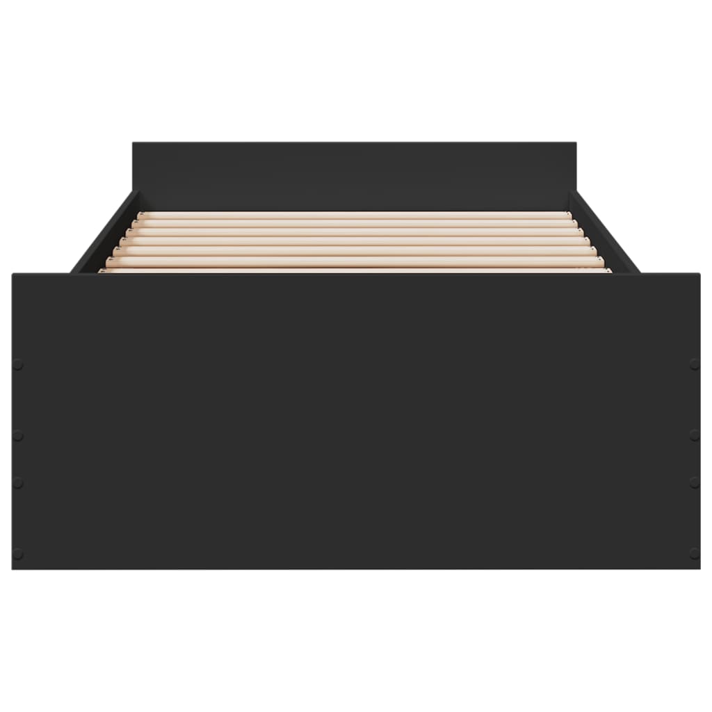 vidaXL Lovos rėmas su stalčiais, juodas, 100x200cm, apdirbta mediena