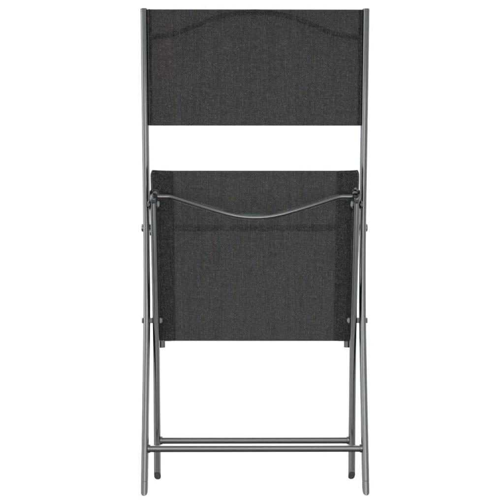 vidaXL Sulankstomos lauko kėdės, 2vnt., juodos, plienas ir tekstilenas