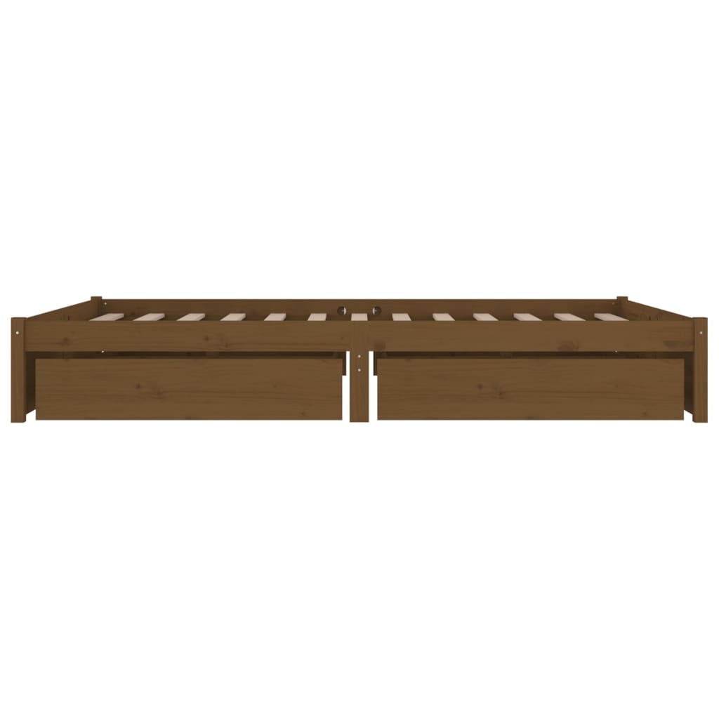 vidaXL Lovos rėmas su stalčiais, medaus rudas, 150x200cm, didelis