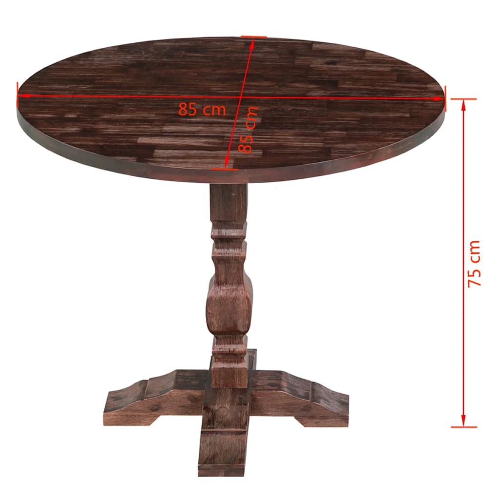 vidaXL Valgomojo stalas, masyvi akacijos mediena, 85 x 75 cm