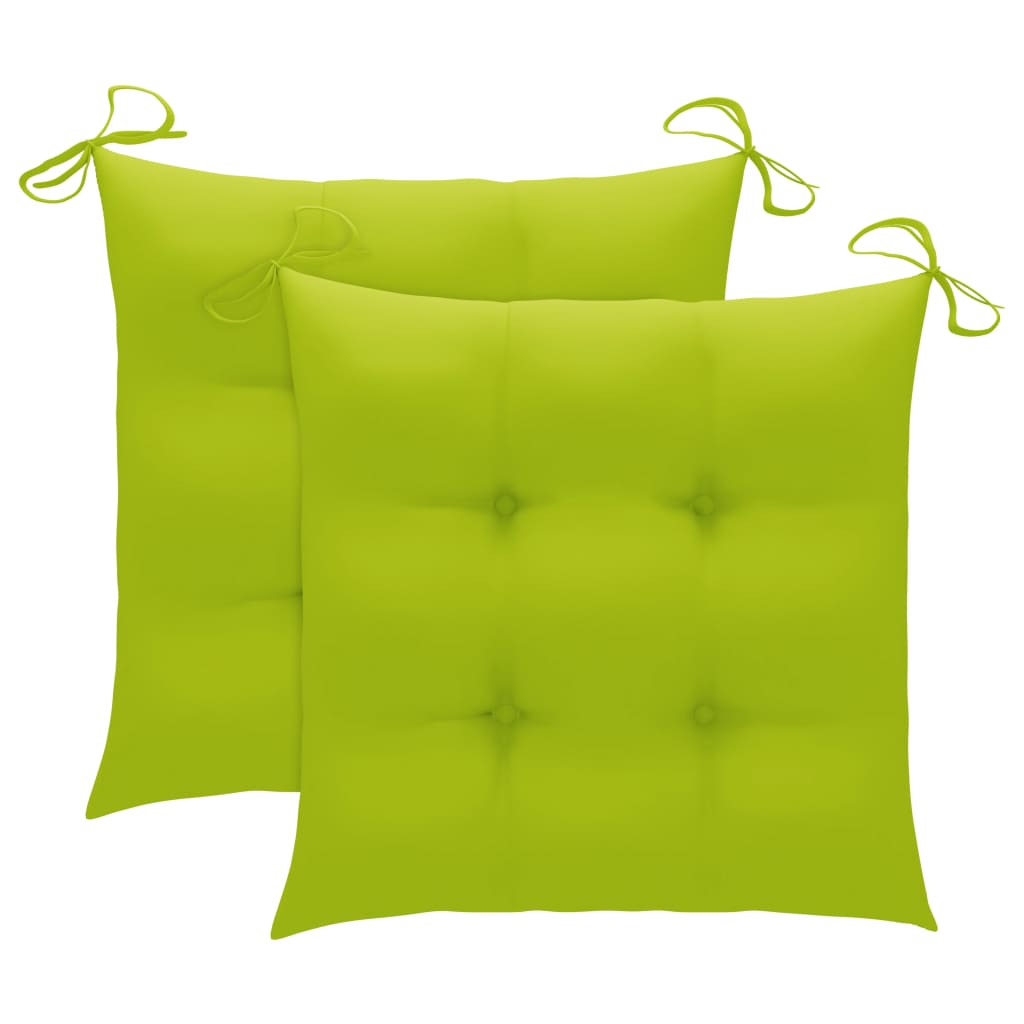 vidaXL Valgomojo kėdės su žaliomis pagalvėlėmis, 2vnt., tikmedis