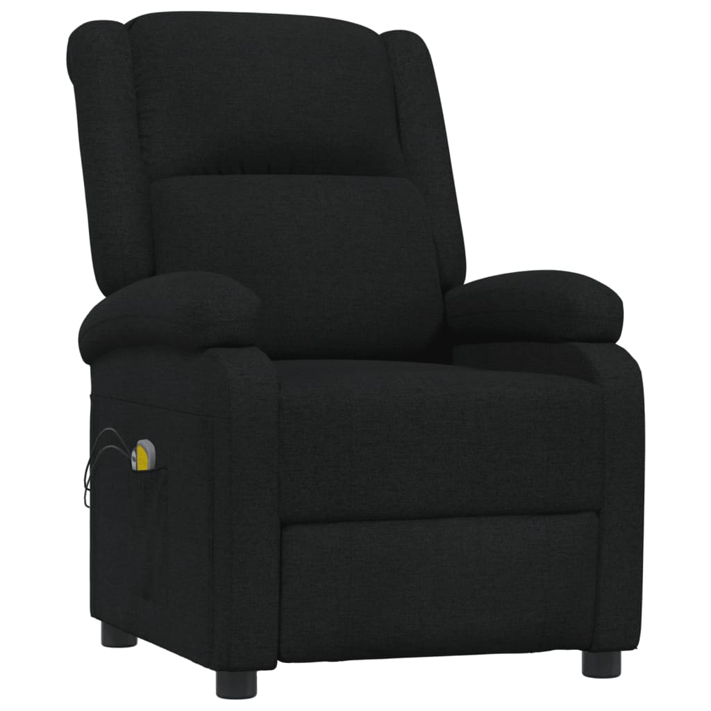 vidaXL Elektrinis masažinis krėslas, juodos spalvos, audinys